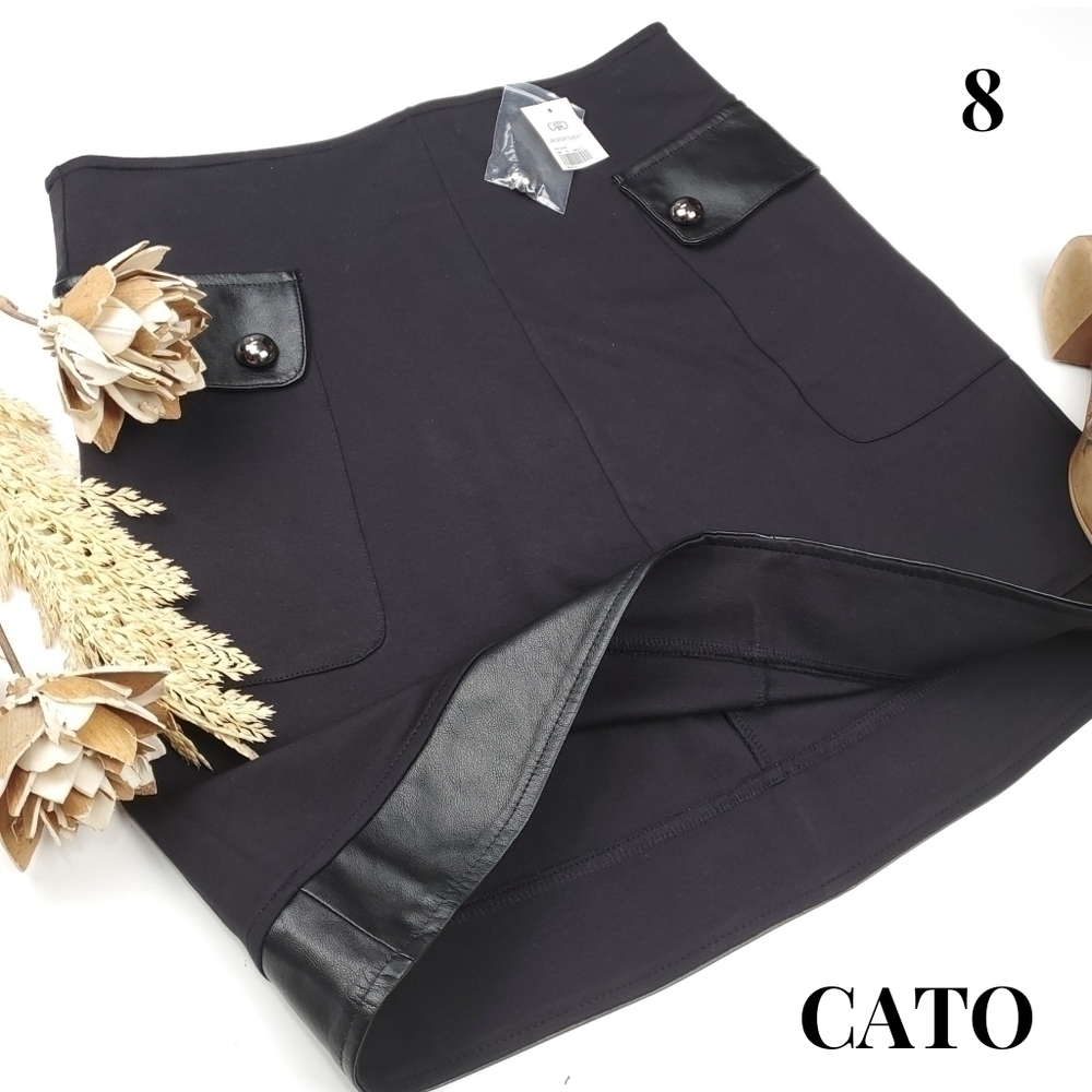 New Cato Black Rayon Poly Skirt Size 8
